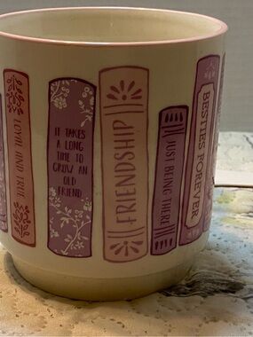 Mellow & Mod Friendshi Pink Ceramic Coffee Mug - Inspirational Book Spine Design